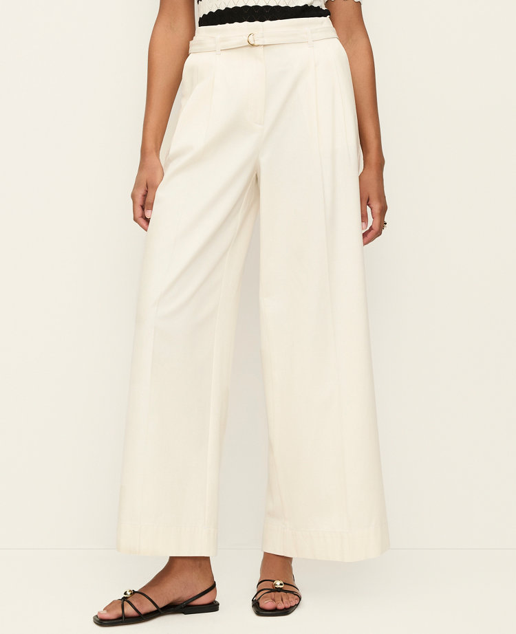 The Petite Belted Wide-Leg Ankle Pant