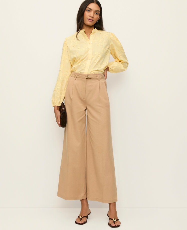 The Petite Belted Wide-Leg Ankle Pant