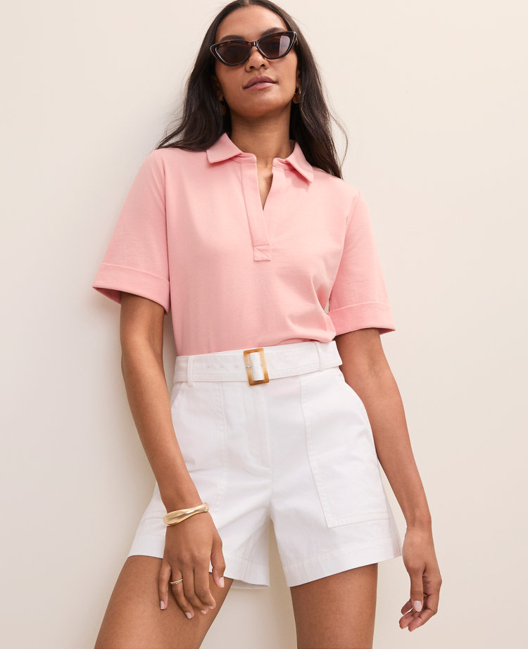 Weekend Split Neck Polo Top carousel Product Image 1