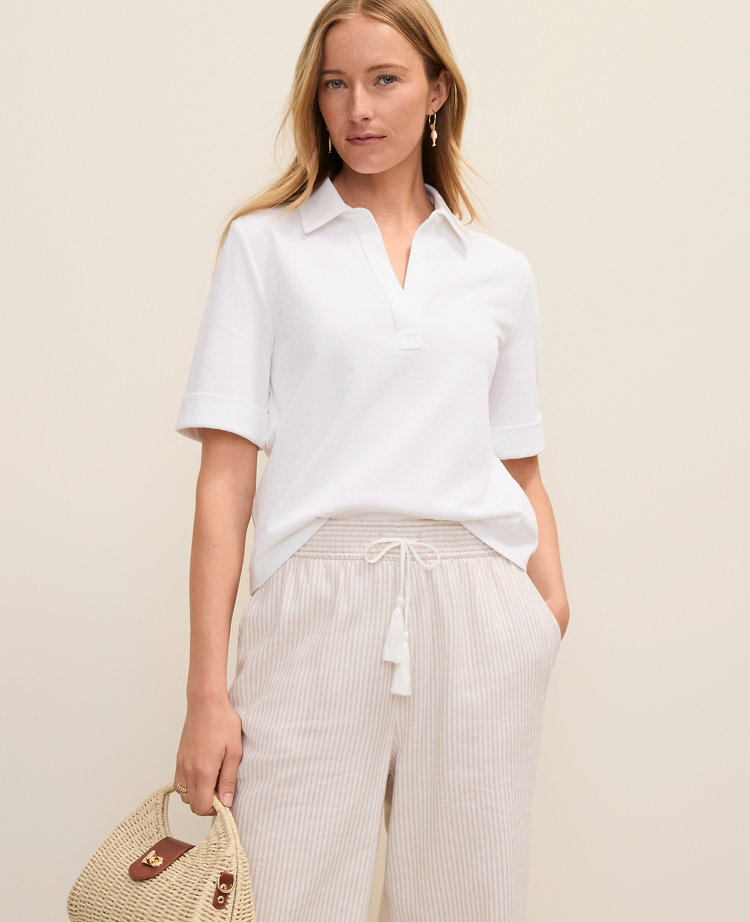 Weekend Split Neck Polo Top