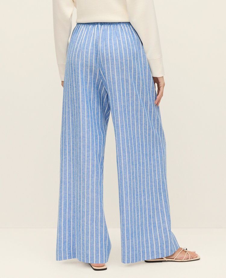 Petite Weekend Collection Striped Easy Fit Wide-Leg Pant