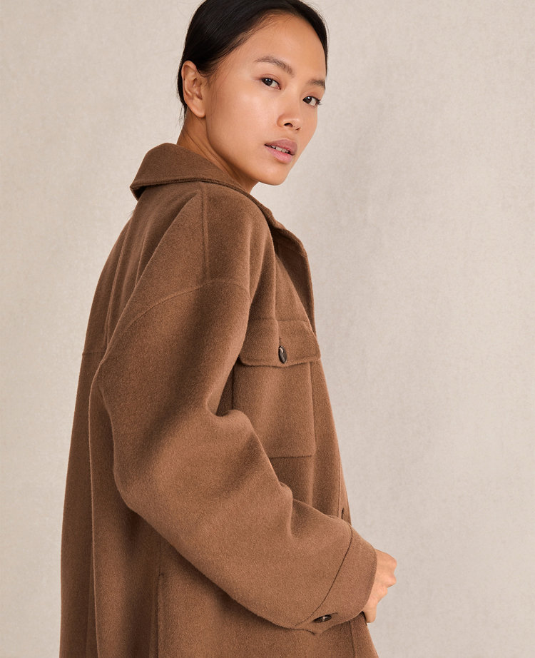 Ann Taylor Haven Well Within Wool Blend Oversized Shaket In Brown
