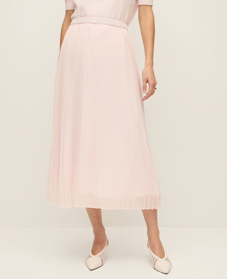 Petite Chiffon Pleated Midi Skirt