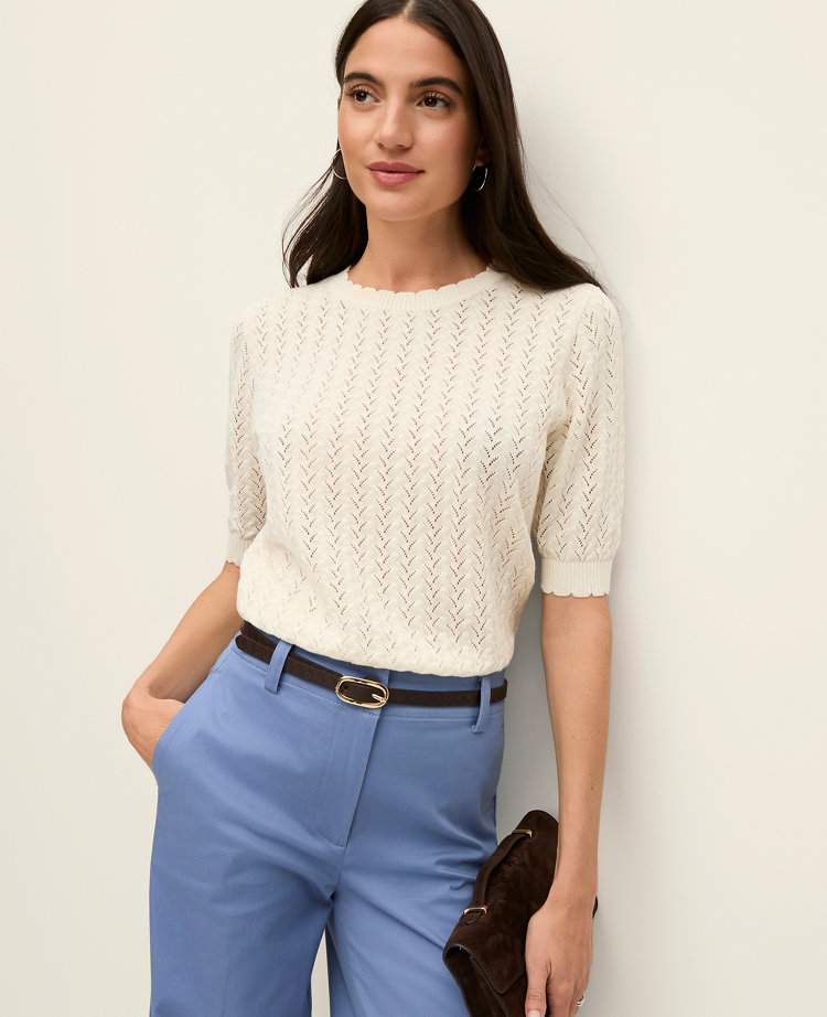 Petite Weekend Pointelle Sweater Tee