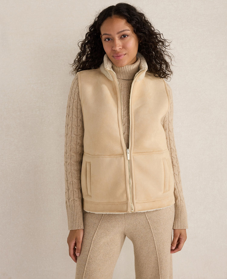 Haven Well Within Faux Suede and Sherpa Reversible Vest