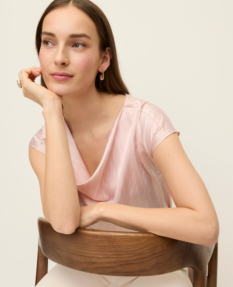 Geo Satin Cowl Neck Top