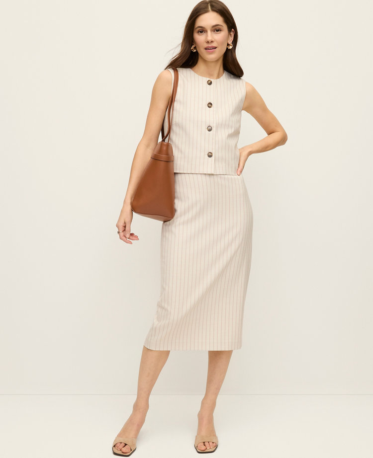 The Petite Clean Pencil Skirt in Pinstripe