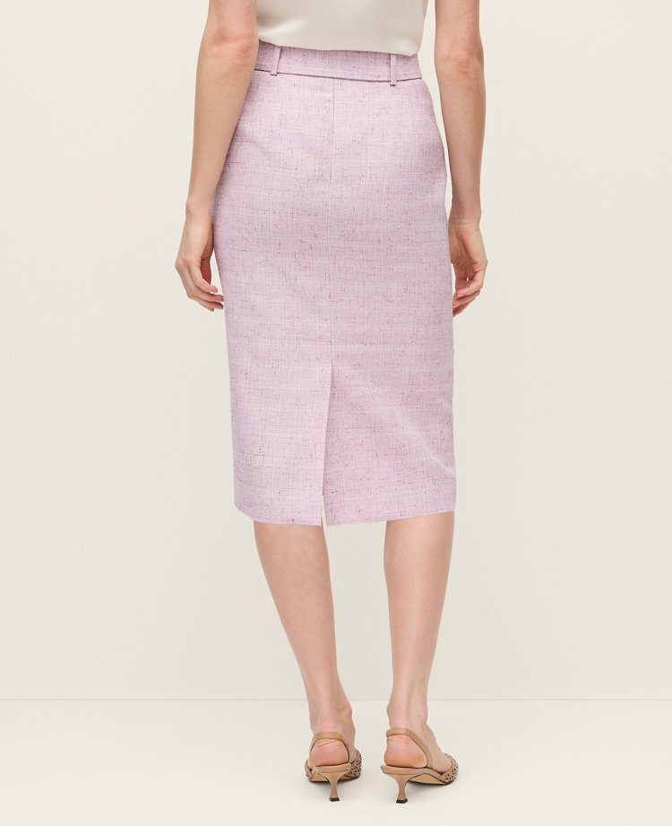 Petite Tweed Belted Pencil Skirt