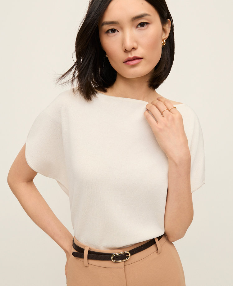 Petite Dolman Boatneck Sweater Top