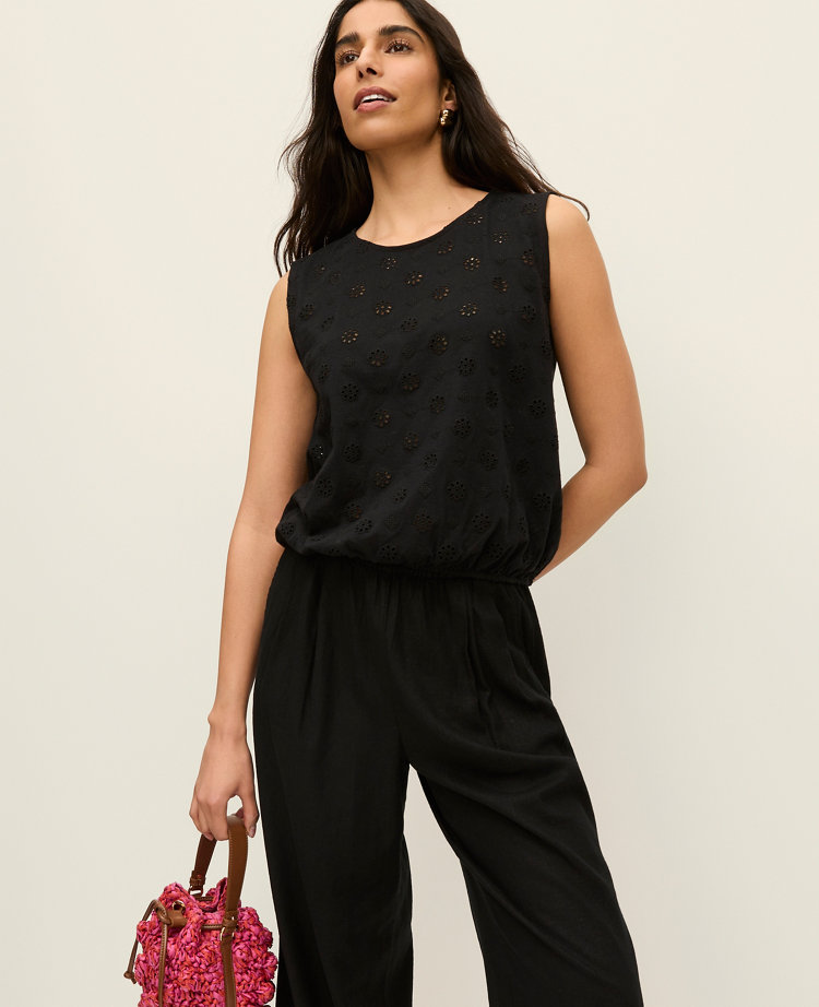 Eyelet Bubble Hem Top