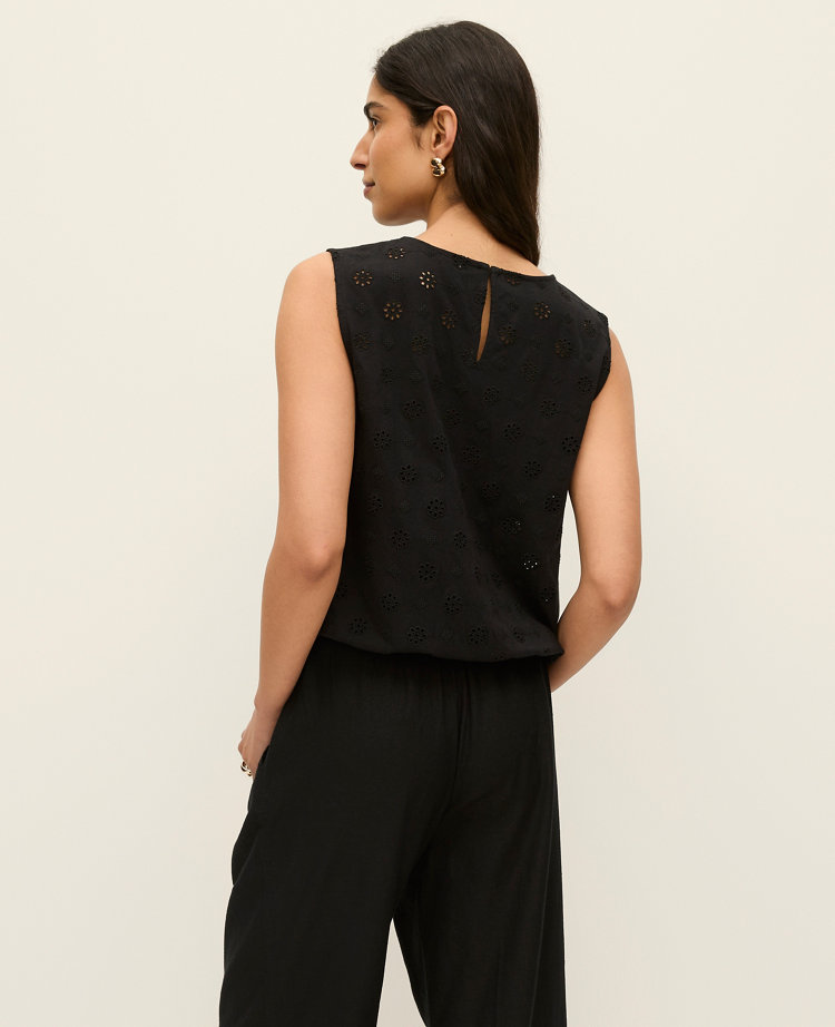 Eyelet Bubble Hem Top