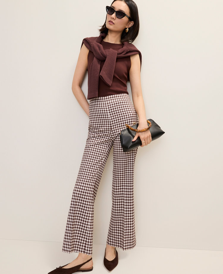 The Side Zip Flare Pant in Gingham