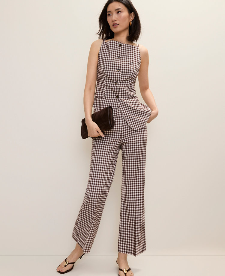 The Side Zip Flare Pant in Gingham