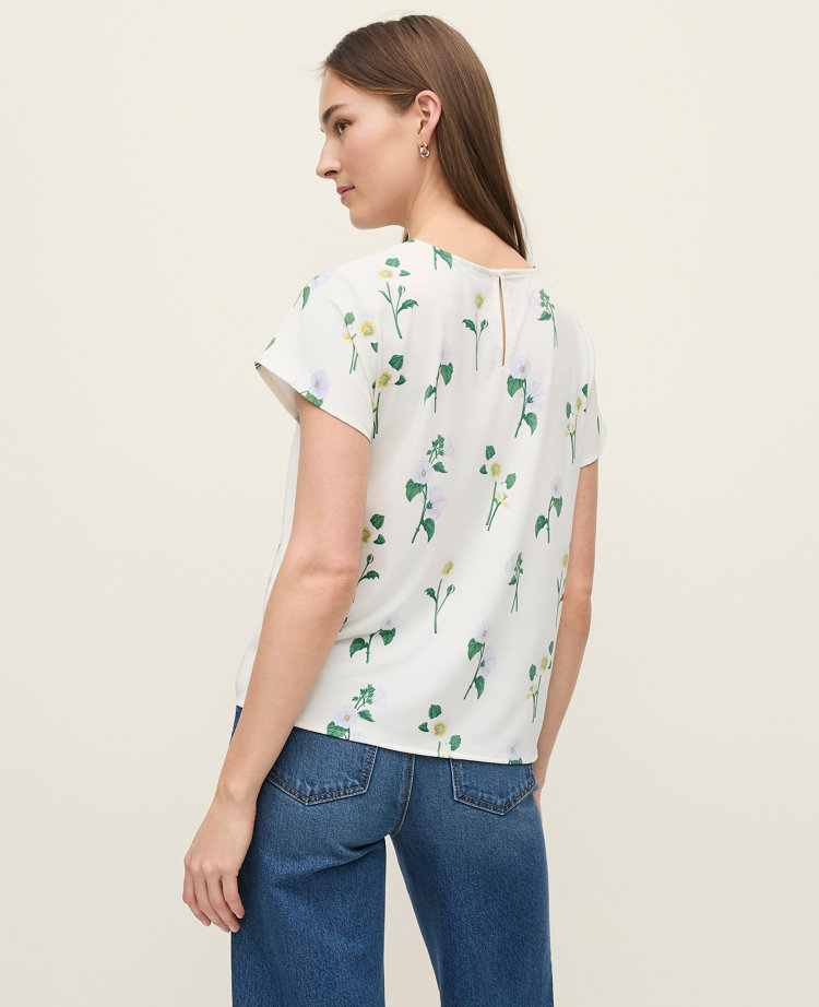 Floral Mixed Media Crew Neck Tee