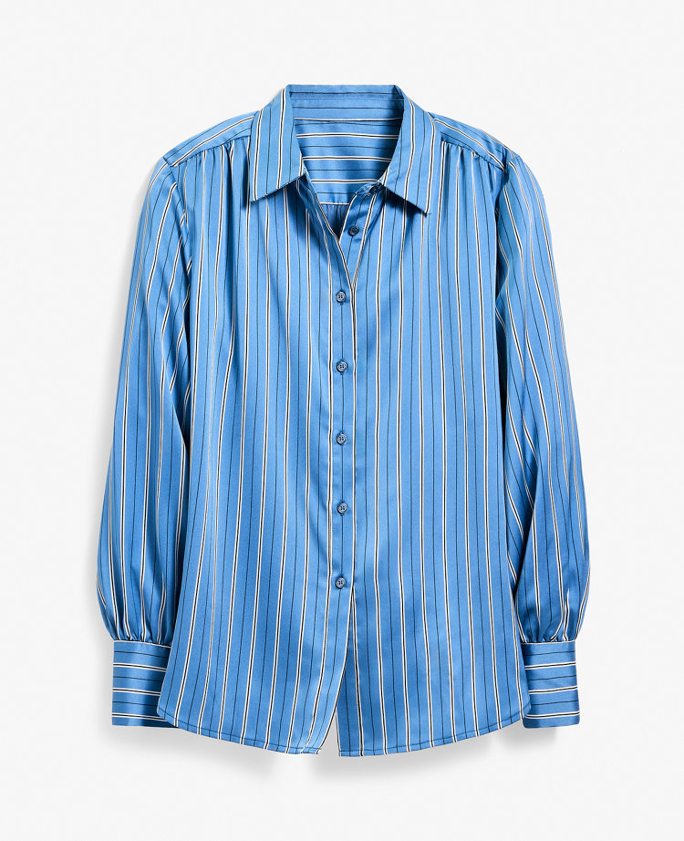 Striped Satin Collared Shirt