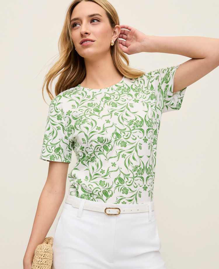 Petite Floral Crew Neck Tee