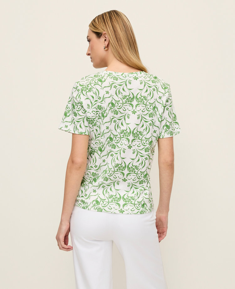 Petite Floral Crew Neck Tee