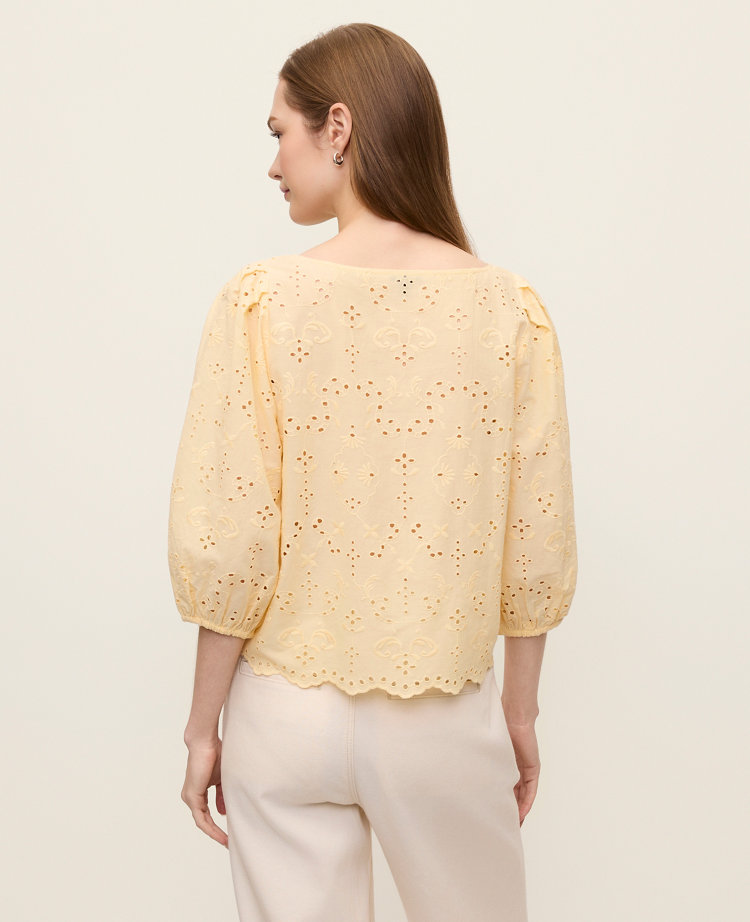 Eyelet Boatneck Blouse