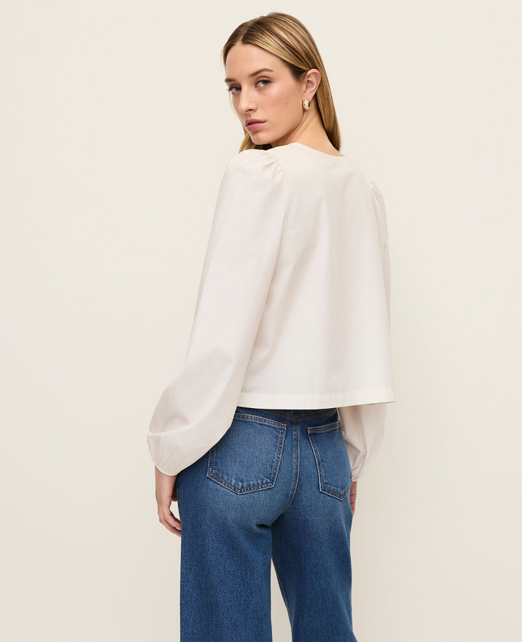 Ann Taylor Tie Front Blouse Winter White Women's