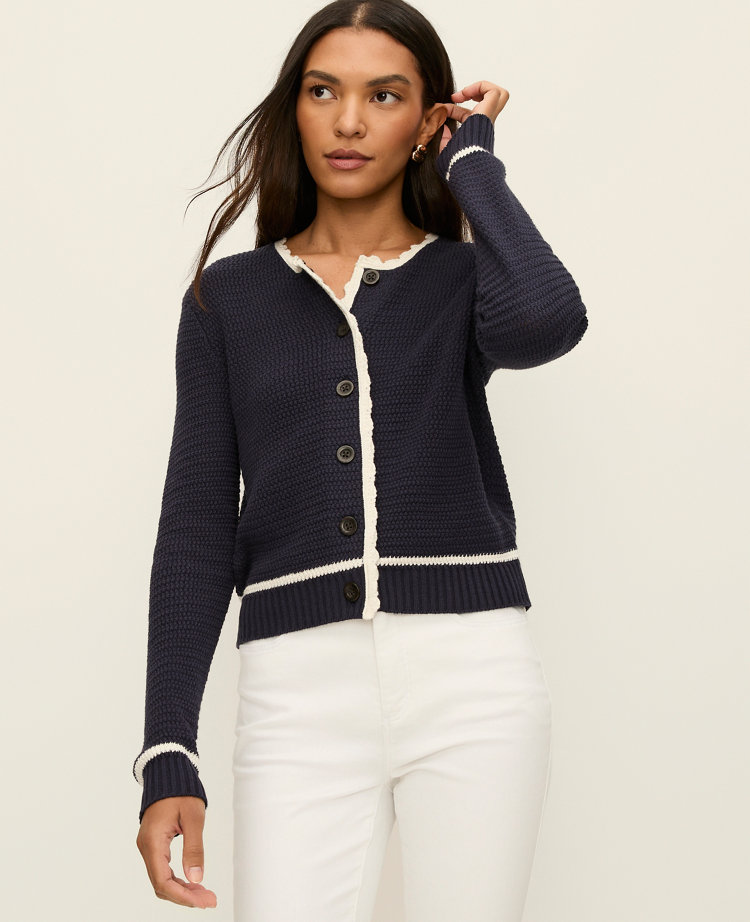 Petite Scalloped Trim Cardigan