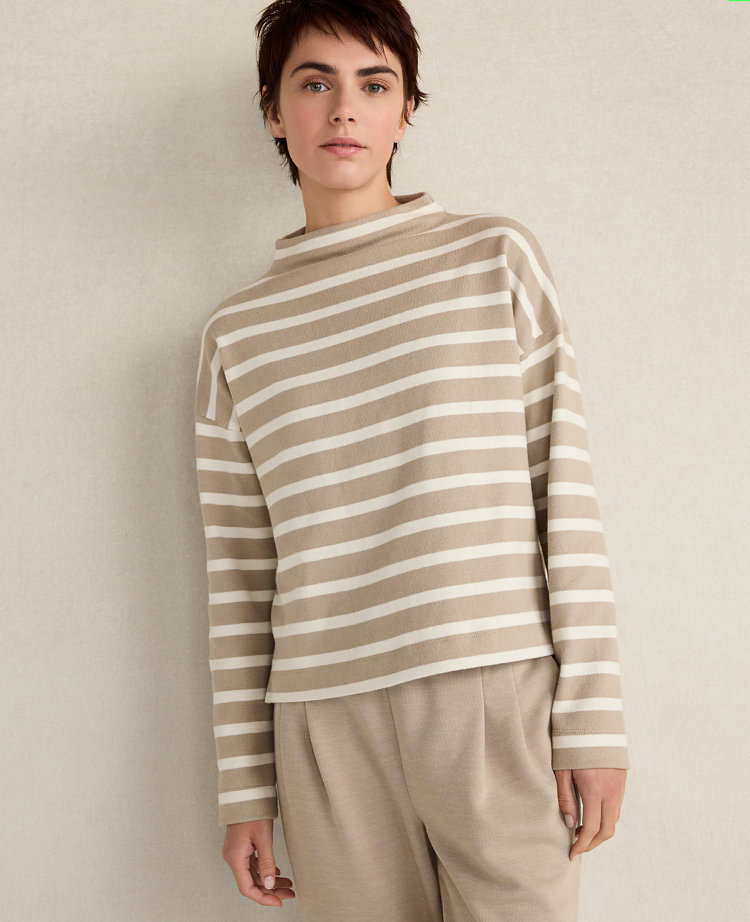 Haven Well Within Organic Cotton Funnel Neck Striped Pullover