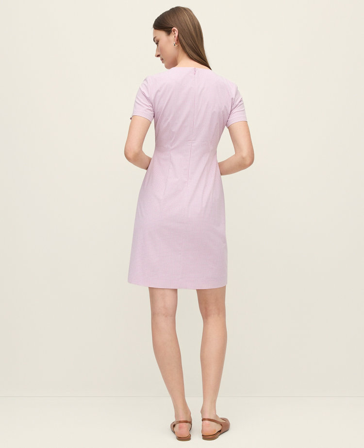 Petite Gingham Button Pocket Shift Dress