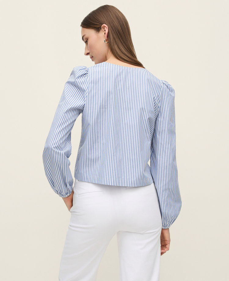 Striped Tie Front Blouse