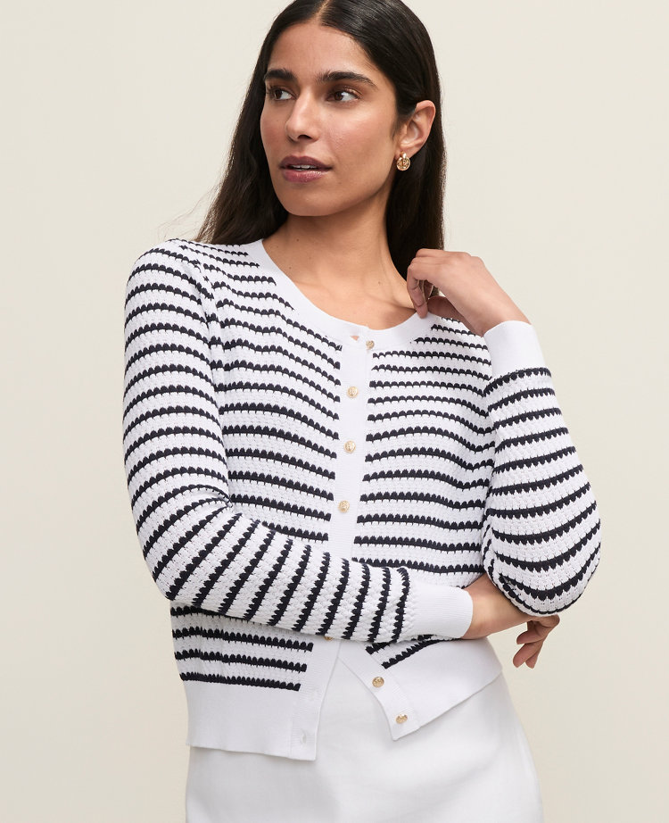 The Petite Striped Ann Cardigan