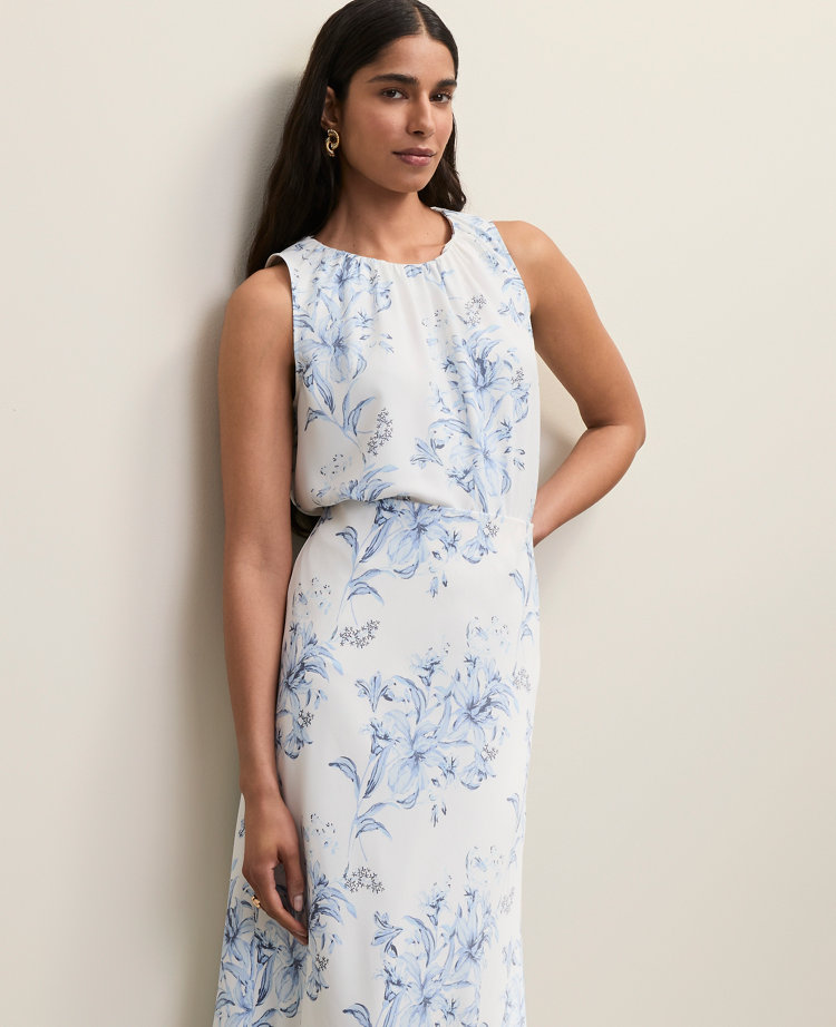 Petite Floral Shirred Tank Top