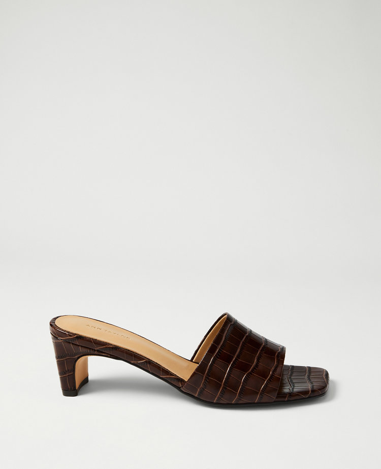 Croco Heeled Mule