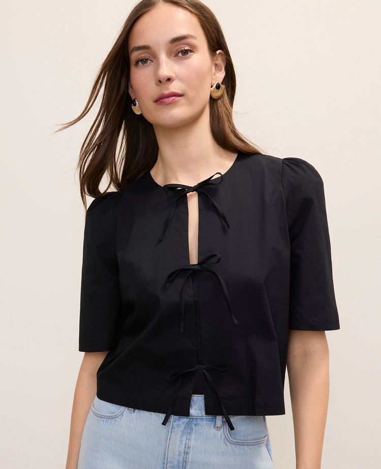 Tie Front Short Sleeve Blouse