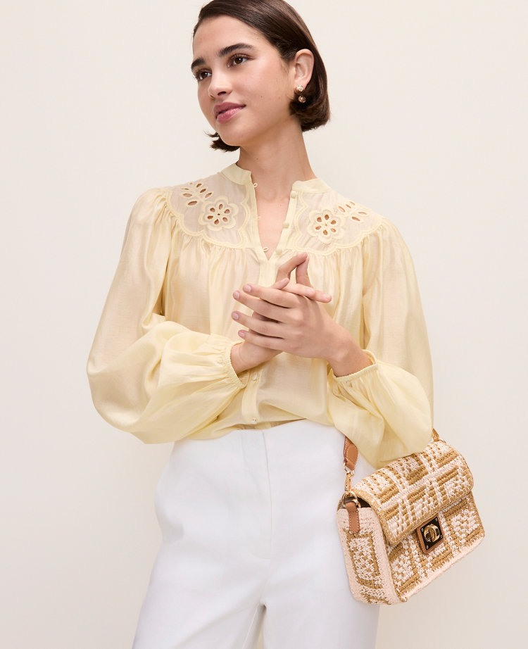 Embroidered Gathered Blouse