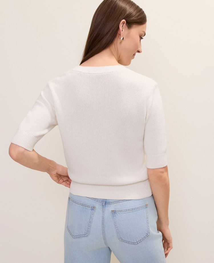 Petite Floral Appliqué Sweater Tee