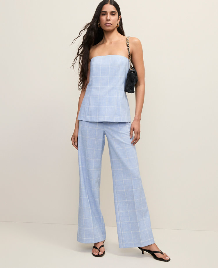 Windowpane Strapless Top