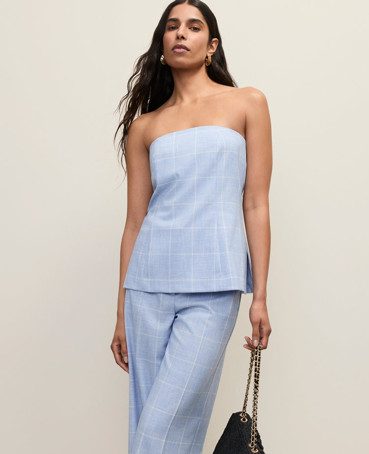 Windowpane Strapless Top
