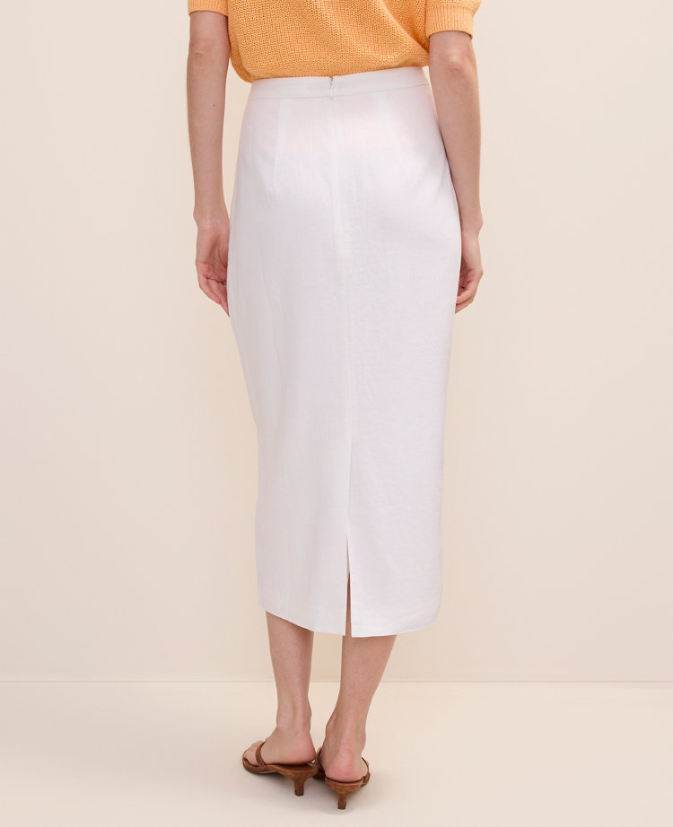 The Petite Clean Midi Skirt in Linen Blend carousel Product Image 3