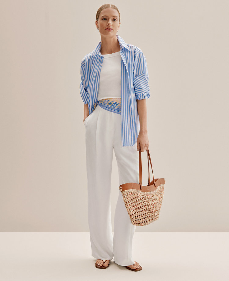 The Petite Pleated Straight Pant
