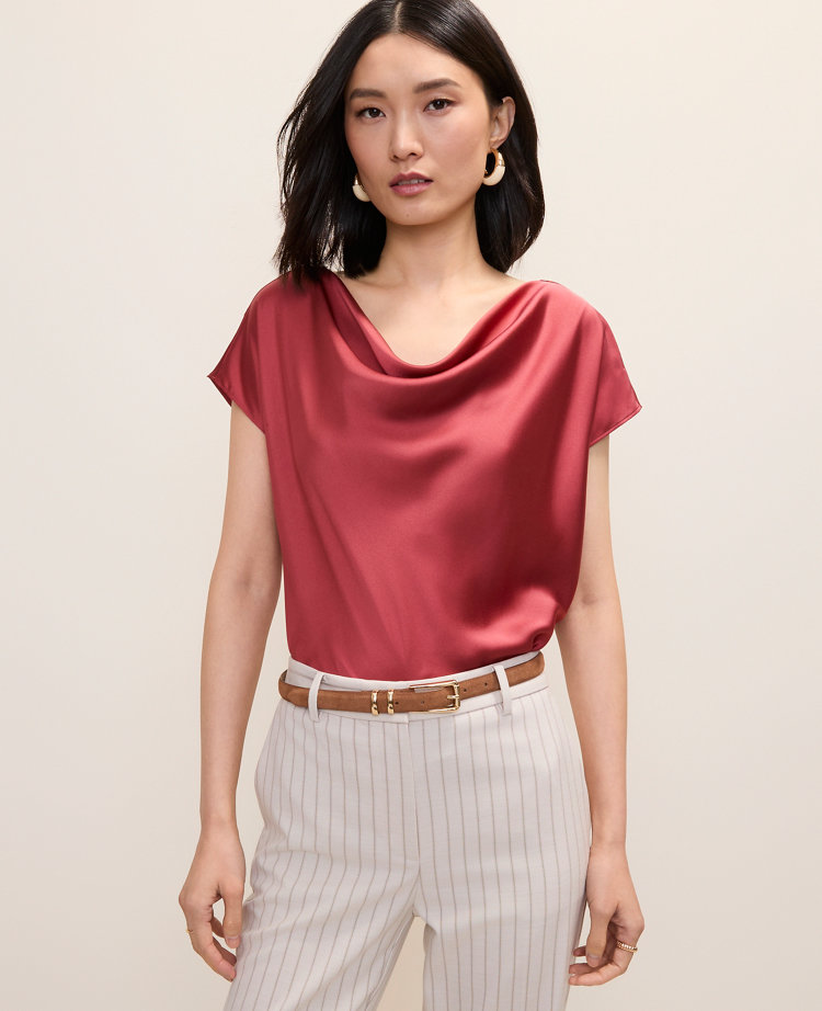 Satin Cowl Neck Top