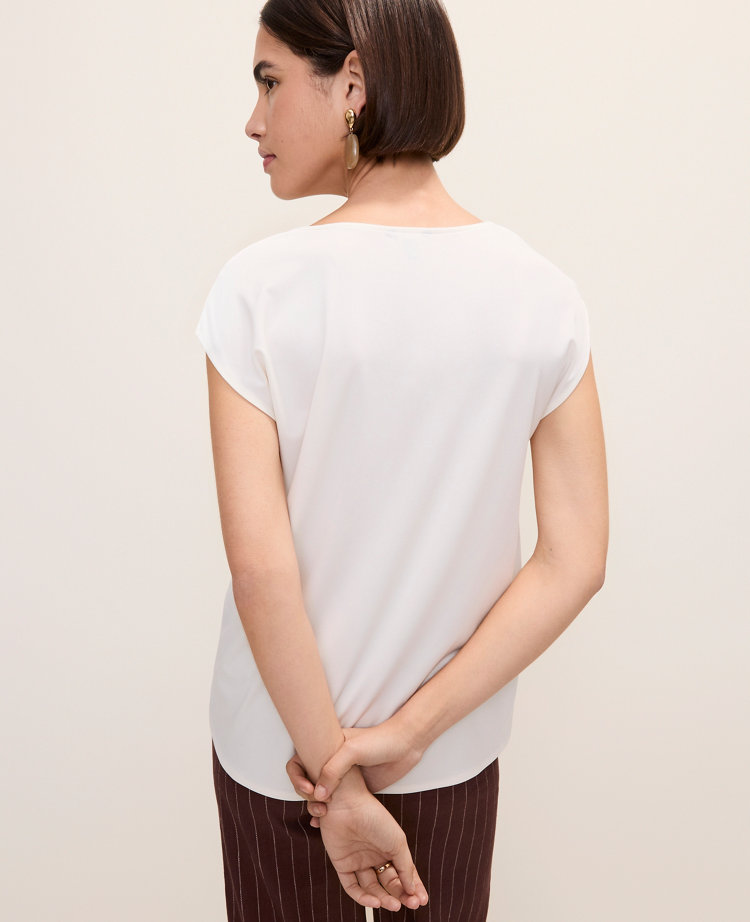 Petite Mixed Media Cowl Neck Top