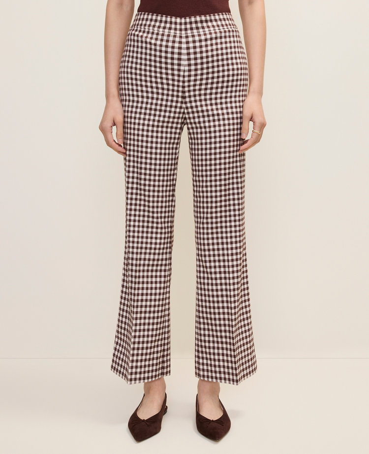 The Petite Gingham Side Zip Flare Pant — Curvy Fit