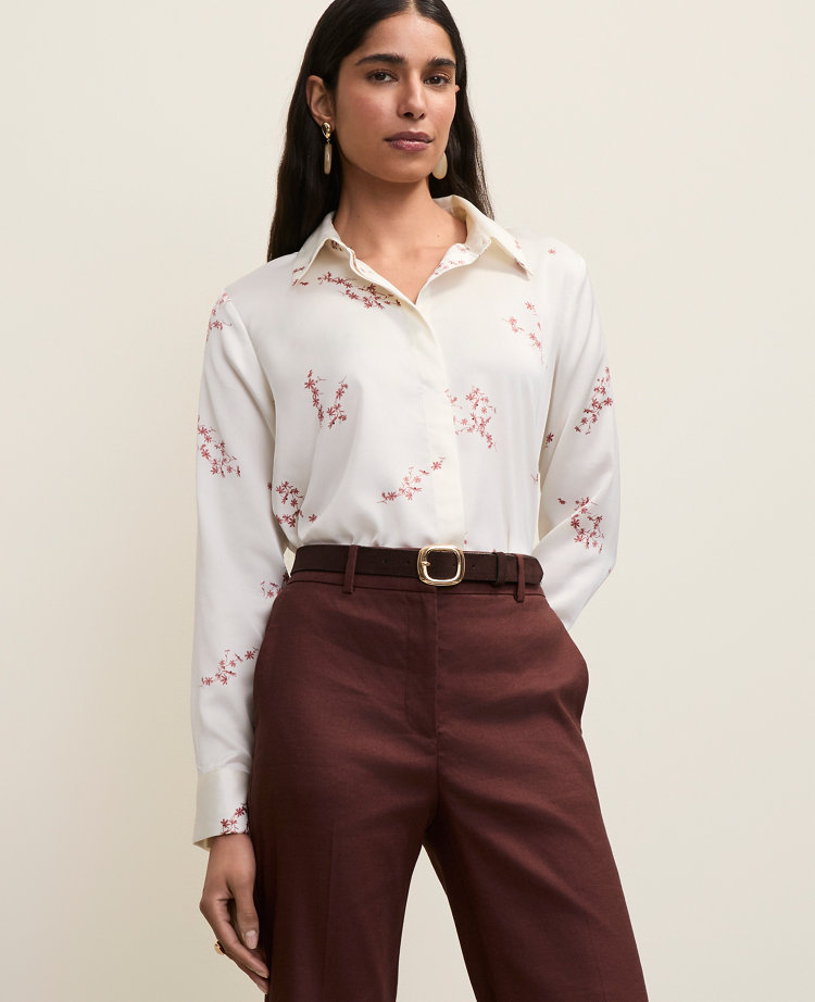 Petite Floral Satin Essential Shirt