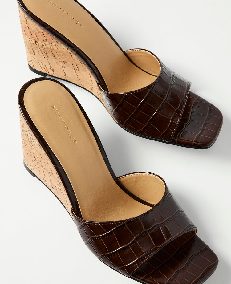 Croco Wedge Sandal
