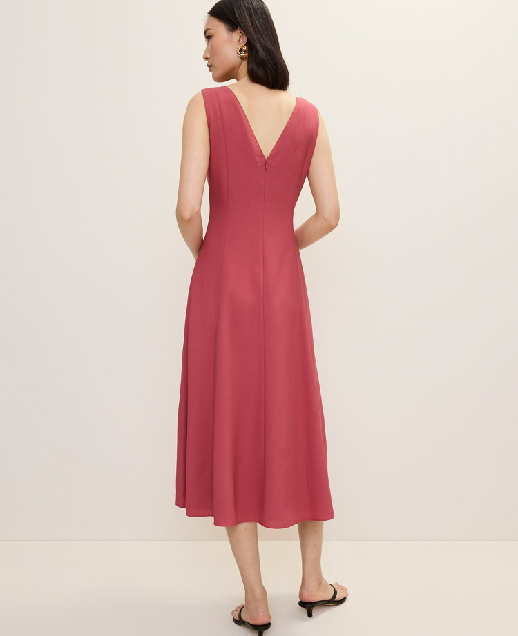 Petite V-Neck Flare Midi Dress