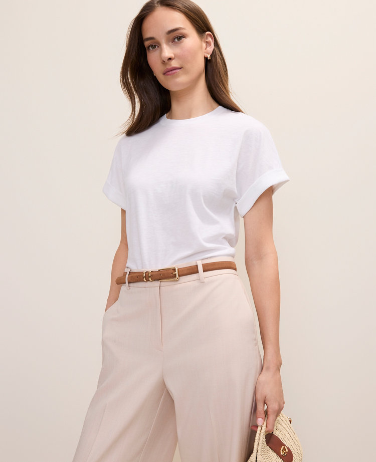 Crew Neck Roll Sleeve Tee