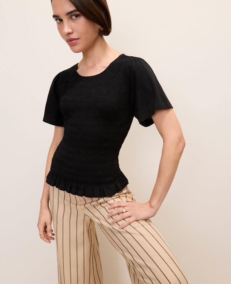 Petite Smocked Ruffle Top
