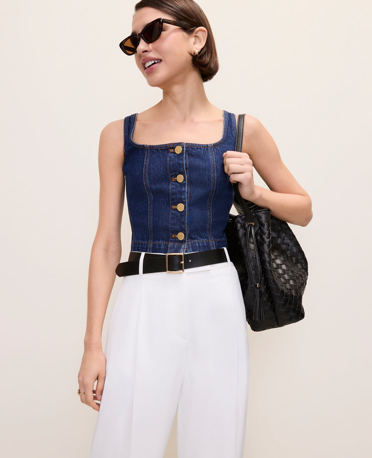 Denim Button Tank Top