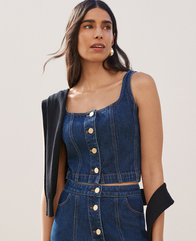 Denim Button Tank Top