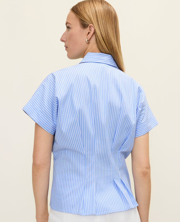 Petite Striped Pleated Blouse