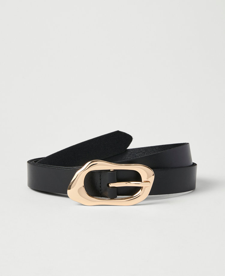 Leather Sculptural Buckle Belt