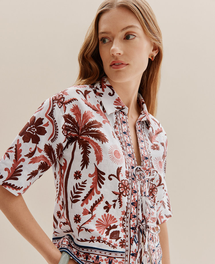Weekend Linen Blend Triple Tie Top